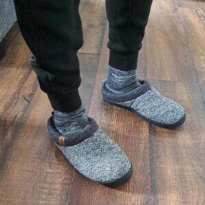 🆕Men's Grey Slip-on Slippers Comfy Memory Foam Closed-Toe Indoor House Shoes